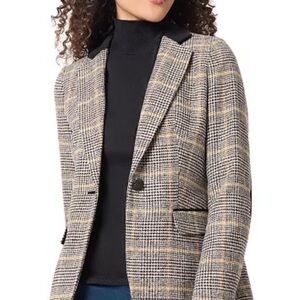 Love Tree Plaid Blazer in Navy, Gray & Brown
